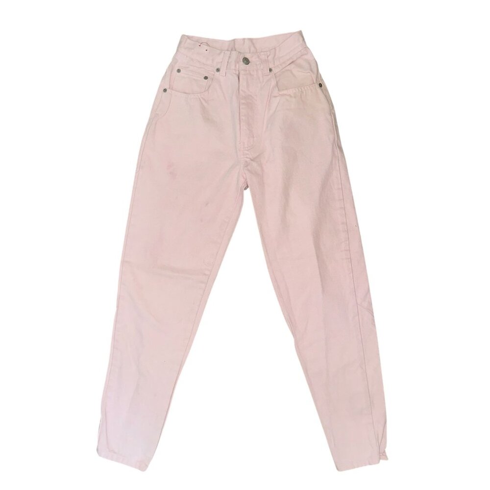 Vintage Jordache Skinny Tapered Leg Juniors Jeans 7 8 27 Pink Heart Buttons - Picture 2 of 9